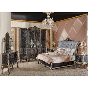 Meubles de chambre à coucher principaux polonais noir meubles de chambre à coucher sculptés à la main antiques luxueux meubles de chambre à coucher polonais métallique moderne - Product Image 1