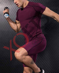 Conjunto de gimnasio para hombre, camiseta de compresión, pantalones cortos, ropa de Fitness - Product Image 5