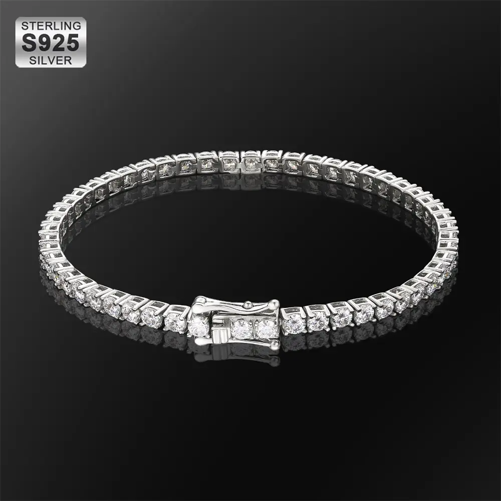 KRKC argento Sterling 925 D VVS1 collane con diamanti Fine Moissanite gioielli Moissanite bracciali a catena da Tennis per uomo donna