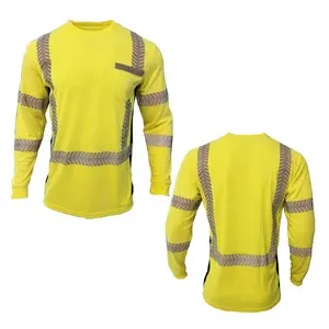 Hoge Zichtbaarheid Lange Mouwen Reflecterende Veiligheid Shirt Katoen Stof Ademend Veiligheid Overalls Reflecterende T-shirt