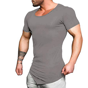 Camiseta de Fitness para hombre, ropa activa en blanco, con dobladillo curvo, la mejor para culturismo con impresión personalizada - Product Image 5