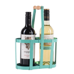 Vente en gros de 2 bouteilles de vin avec revêtement en poudre verte Vaisselle de bar en métal pour bar et hôtels Vin Whisky Bière Support de stockage - Product Image 1