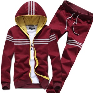 Plain Polyester Men's Stripe Sportswear Tracksuits With Zip Up For Gym Sport Suit - Product Image 2