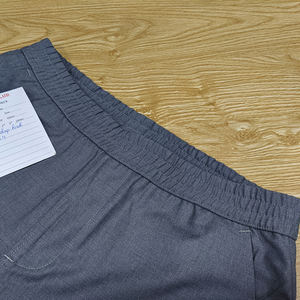 En's-pantalones de negocios de algodón y lino, pantalón informal de pierna recta a cuadros elásticos, hecho en V - Product Image 5