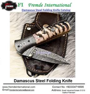 Cuchillo plegable de acero de Damasco y refuerzo de Damasco Cuchillo plegable de bolsillo hecho a mano de alta calidad - Product Image 6