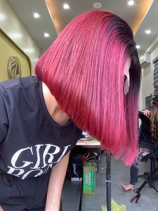Vietnamese <b>Human</b> Hair Straight Machine Double Weft Single Weft Red <b>Wig</b> - Product Image 4