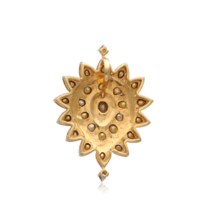 Collier pendentif vintage victorien en argent 925 plaqué or jaune avec diamant polki taille rose, vente en gros de bijoux - Product Image 3