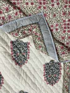 Jaipuri-colcha hecha a mano con estampado de bloque, gasa de algodón Reversible, hecha a mano - Product Image 5