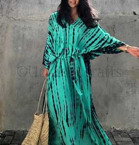 Robe de plage de luxe pour femmes, nouveau Design, teinture par nouage, style Boho, manches longues, col en V, tenue élégante pour les vacances, Kaftan, cover-ups, 2020 - Product Image 2