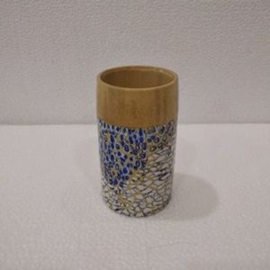 Copa de fibra de bambú con incrustación de cáscara de huevo azul mate, taza segura para alimentos hecha de bambú ahora en venta - Product Image 2