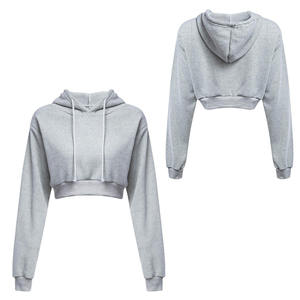 Venta al por mayor personalizado ligero otoño sudadera fabricación mujeres Sudadera con capucha pulóver Streetwear adultos Crop Tops - Product Image 3