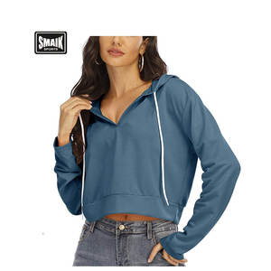 ชุดเซ็ทลำลองสำหรับผู้หญิง ออกแบบเองได้ ผ้าฝ้าย มีฮู้ด เสื้อครอปท็อปและกางเกงจ็อกเกอร์ 2 ชิ้น ชุดกีฬาถักนิตติ้ง สไตล์ลำลองพิมพ์ลาย สำหรับฤดูหนาว - Product Image 2