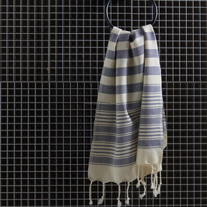 Essuie-mains turc Peshkir, 45x90cm 17x35 "fait à la main en Turquie commerce équitable bleu marine Anatolie Design - Product Image 5