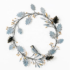 Metal Leaf & Flower Design Wall <b>Decoration</b> Wreath in Round Shape Wedding Home <b>Decoration</b> Luxury Design Wreath - Product Image 3