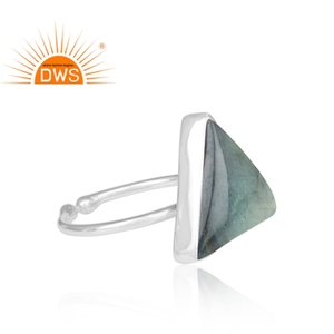 Triangular <b>Labradorite</b> <b>Ring</b> Gemstone Jewelry Manufacturer Women's Chunky 925 Fine Sterling Silver Jewelry Wholesaler - Product Image 3