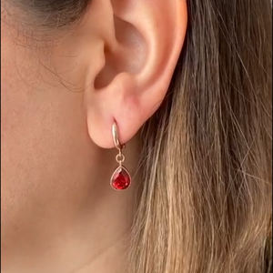 Boucles d'oreilles pendantes en pierre de grenat en forme de goutte Turkish Wholesale Handmade 925 Sterling Silver Jewelry - Product Image 4