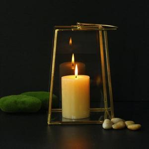 Candelabro de moda para el hogar, soporte de vela en forma de rectángulo, de Metal y vidrio, color dorado claro, para Hotel, restaurante - Product Image 4