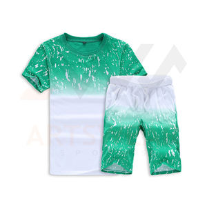T-shirt et ensemble court pour hommes, vente en gros, sublimation 100% coton, logo personnalisé, col rond, haute qualité, été 2022 - Product Image 2