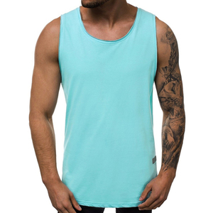 Débardeur pour homme en polyester tricoté bleu clair, couleur unie, respirant, col rond, décontracté, pour l'entraînement - Product Image 1