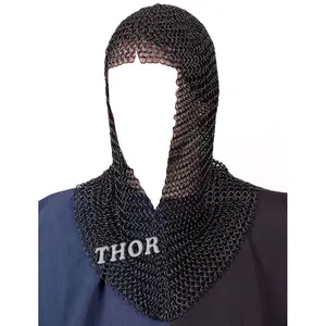 Chain mail Coif V Neck Chainmail Hood Medieval Black Chainmail Armour Sca Costume