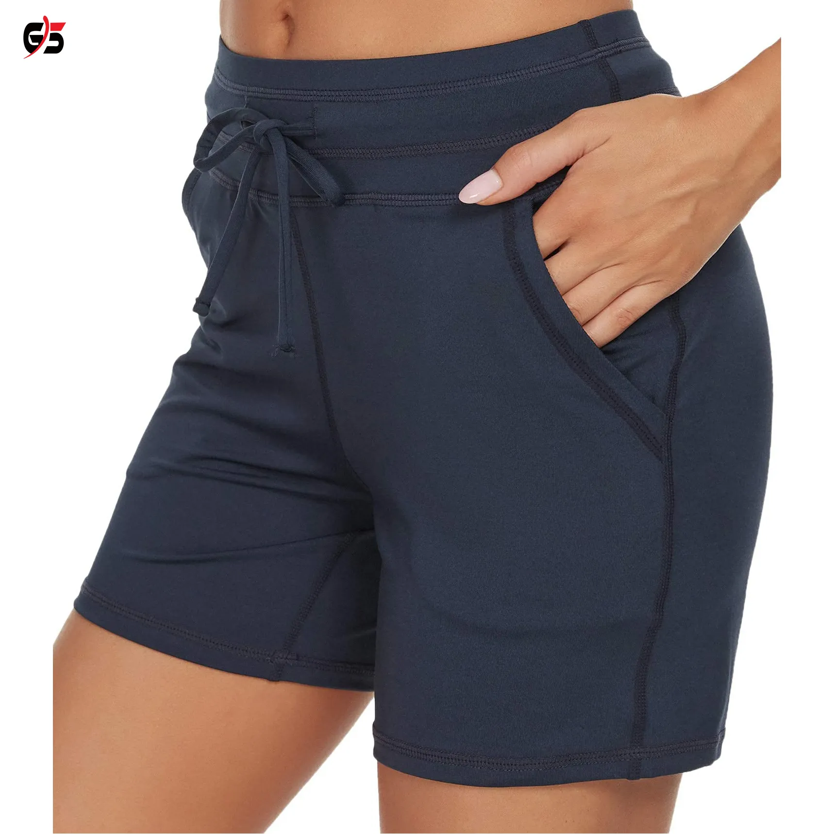 Hot Vrouwen Premium Shorts 100% Polyester Spandex Stof Aangepaste Logo Afdrukken/Borduren Yoga Gym Running Wear Oem Product