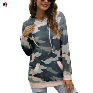 Sudadera con capucha con estampado de camuflaje para mujer, jersey de tela 100% de poliéster con Logo personalizado, ropa de moda cálida para exteriores con mangas completas - Product Image 3