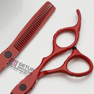 Tijeras Profesionales de Acero Inoxidable para Adelgazar el Cabello, Color Rojo Oscuro, Recubrimiento para Peluquería, Tijeras de Adelgazamiento con Logotipo Personalizado - Product Image 1