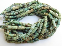 Perles en forme de tambour en turquoise africaine, prix de gros, nouvelle arrivée, perles naturelles vertes lisses en forme de tube/cylindre 16x6-9x5mm, troisième qualité