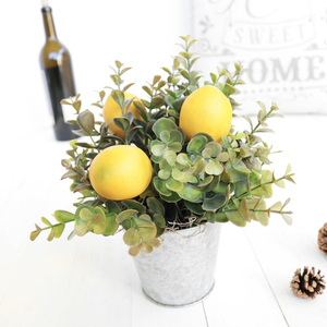 Galvanizado cubo país granja decoración de la mesa de centro de mesa Artificial verde limones casa regalo - Product Image 1