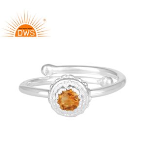 ออกแบบปรับของผู้หญิงผู้ผลิตแหวนที่ทำด้วยมือเครื่องประดับเงาซิทรินแหวนพลอย925เครื่องประดับแหวนเงิน - Product Image 1