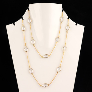 สร้อยคอคริสตัลควอทซ์ Briolette Cut สำหรับผู้หญิง,สร้อยคอโซ่สำหรับตั้งค่าตัวเรือนชุบทอง24K เฉพาะบุคคล - Product Image 1