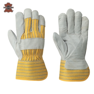 Gants en cuir de vache de gréeur canadien de haute qualité avec manchette caoutchoutée en420 doublure en coton gants de travail anti-impact - Product Image 5