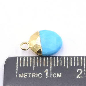 Colgante de Latón con Baño de Oro de 14K/18K, Forma Ovalada, Color Azul Cielo, Howlite de 12-14mm, con Argolla para Fabricación de Joyería - Product Image 2