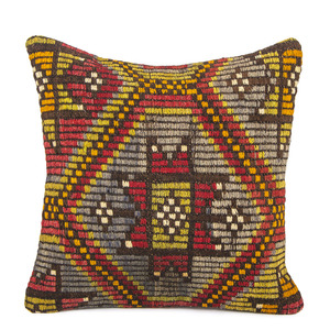 Funda de cojín Kilim tejida a mano de lana Vintage de Turquía - Product Image 1
