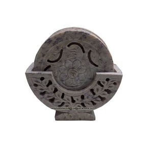 Meilleures ventes en gros de sous-verres en pierre ollaire pour café et thé avec support pour la décoration de la table de cuisine et de salle à manger - Product Image 1