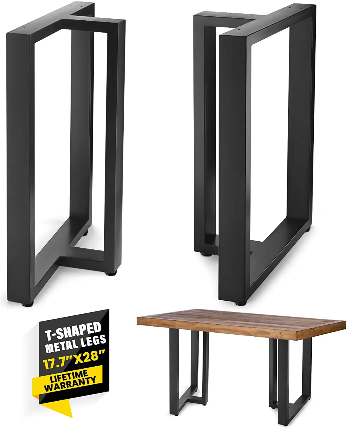 金属製テーブル脚28インチ高さ17.7 "幅、ダイニング家具用の素朴な頑丈な脚-黒色粉体塗装
