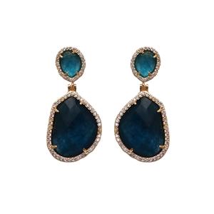 <b>Unique</b> Blue Quartz & Cubic Zirconia Gems Stud Earring Prong Set Push Back Earring Dangle Drop Earrings <b>for</b> Women <b>Gift</b> <b>for</b> <b>Her</b> - Product Image 1
