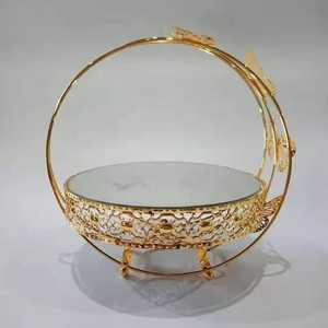 ROUND GOLD METAL MIRROR HANGING <b>AFTERNOON</b> <b>TEA</b> CAKE <b>STAND</b> EXHIBITION PARTY CENTERPIECE DESSERT - Product Image 3