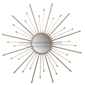 Marco de Metal Sunburst, espejo decorado con pared, acento de pared, marco de espejo de Navidad de Metal con acabado blanco y dorado - Product Image 1