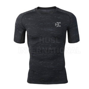 Camiseta de gimnasio con logotipo personalizado de alta calidad para hombre, camisetas deportivas de punto con patrón impreso, venta en línea - Product Image 1