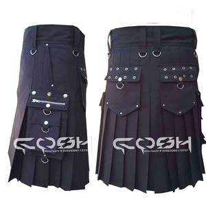Cosh International - Kilt para Hombre al por Mayor - Kilt Utilitario Gótico de Algodón Negro con 8 Bolsillos, Kilt Utilitario para Hombre 2026 - Product Image 3