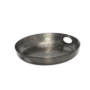 Plateau décoratif rond martelé en argent, anti-quaille, fait à la main, fabrication d'usine indienne, vente directe, OEM - Product Image 1