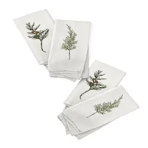 Winter Greens Napkins Botanical Cotton Napkins Set Of 4 Cotton Napkin For Kitchen Wedding Party Dinners Botanical Print Cloth