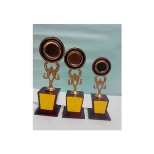 Trophées de prix en aluminium plaqué or faits à la main, trophée fait main en métal moderne et unique pour l'école