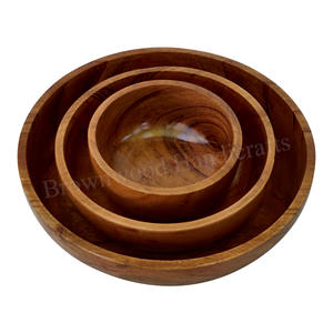 Leading Exporter of <b>Best</b> Quality Handmade Acacia Wooden Serving Bowl Set of 3 Handmade Bowls Manufacture in India - Product Image 1