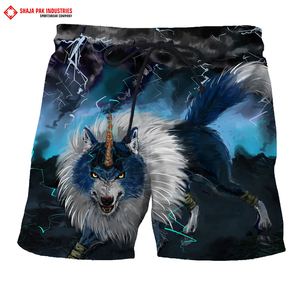 Wolf 3D Printed Black Shorts para hombres Casual Animal-Printed Fitness Pants con patrón sólido Gothic Beach Cargo Shorts - Product Image 5