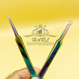 Pinzas para extensión de pestañas de color arcoíris, pinzas de punta redonda para extensión de pestañas, herramientas de belleza, suministros para pestañas - Product Image 2