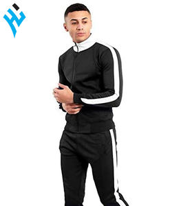 Chándal de poliéster 100% para hombre, ropa de gimnasio, trotar, correr, color negro, con logotipo bordado personalizado, nuevo, OEM - Product Image 1