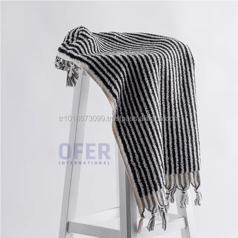 Handloomed Cizgi Black and white Towel, Luxury Cotton, Turkish, Handloomed Towel Collection