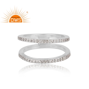 Anillo apilable de topacio blanco Natural de Plata de Ley 925 para mujer, joyería para mujer, regalo para ella - Product Image 3